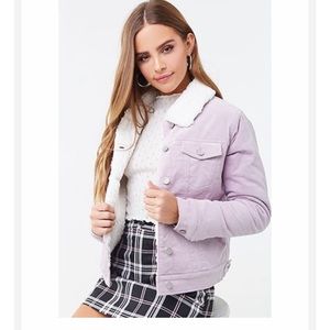 Purple corduroy jacket with fur